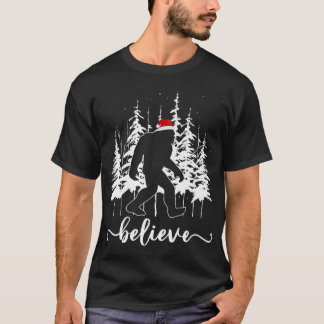 ビグフット信じライトサンタスクアッチクリスマスツリー Tシャツ