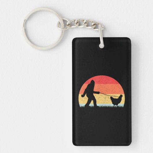 ビグフット歩くチキンサスカッチ おもしろい キーホルダー (正面)