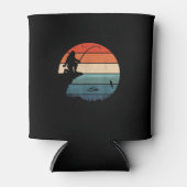 ビグフット魚釣りサスカッチフリッシャーマンファーテおもしろいィーズ 缶クーラー (正面)