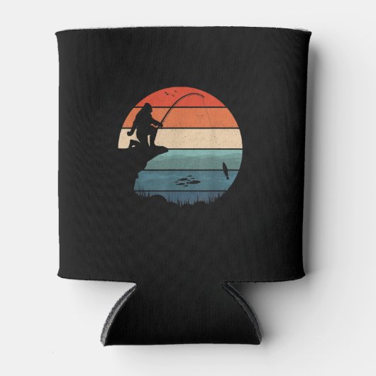 ビグフット魚釣りサスカッチフリッシャーマンファーテおもしろいィーズ 缶クーラー (正面)