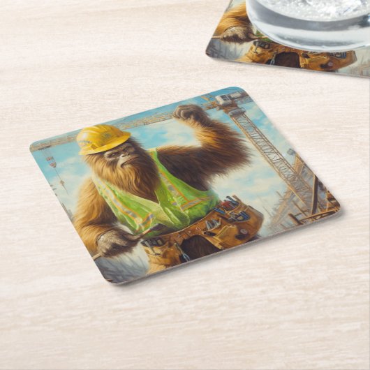 ビグフット・ザ・建築・ワーカー スクエアペーパーコースター (アングル)