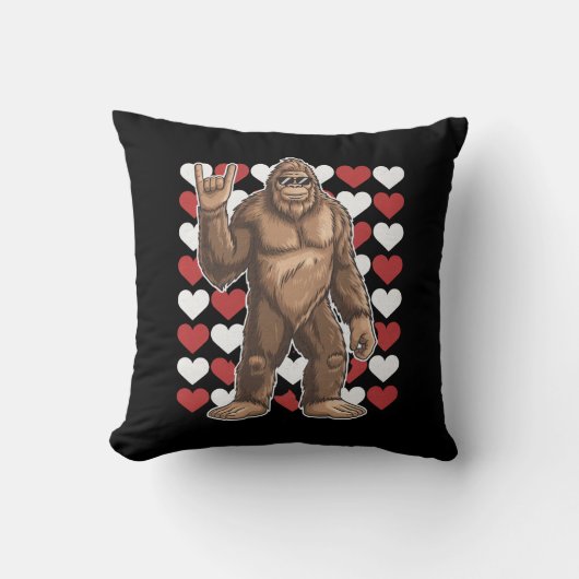 ビグフートヴァレンティーンズデイおもしろいハートサスカッチラブ クッション (正面)