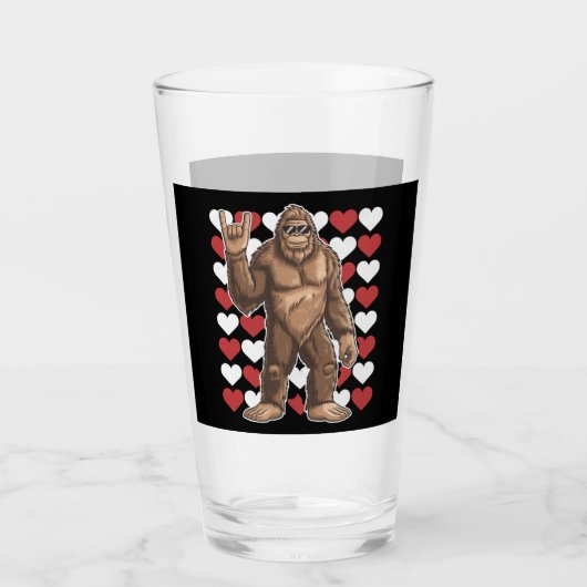 ビグフートヴァレンティーンズデイおもしろいハートサスカッチラブ タンブラーグラス (正面)