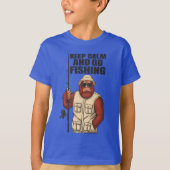 ビグフ保トカルムアンドゴー魚釣りおもしろい Tシャツ (正面)