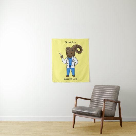 ビグーン羊の医者の漫画イラストレーション タペストリー (インサイチュ)