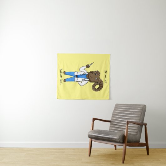 ビグーン羊の医者の漫画イラストレーション タペストリー (インサイチュ(横))