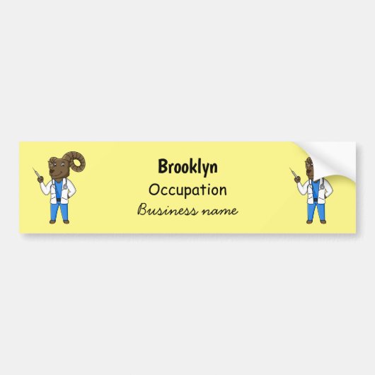 ビグーン羊の医者の漫画イラストレーション バンパーステッカー (正面)