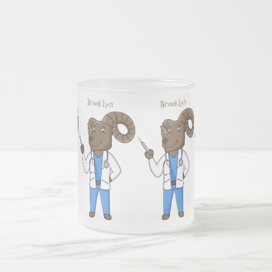 ビグーン羊の医者の漫画イラストレーション フロストグラスマグカップ (中央)