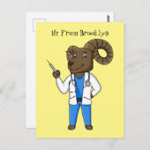 ビグーン羊の医者の漫画イラストレーション ポストカード (正面/裏面)