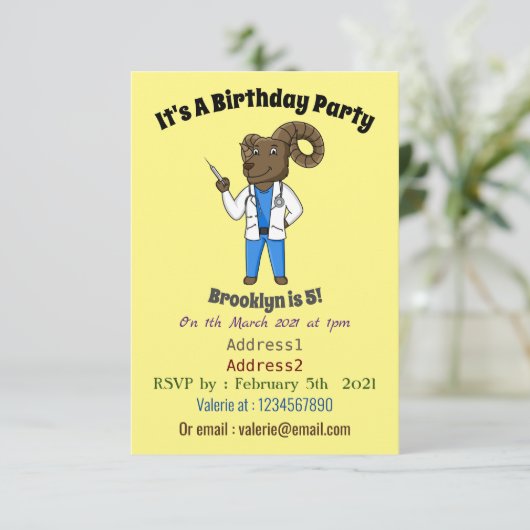 ビグーン羊の医者の漫画イラストレーション 招待状 (スタンド正面)