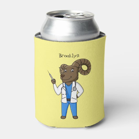 ビグーン羊の医者の漫画イラストレーション 缶クーラー (缶正面)