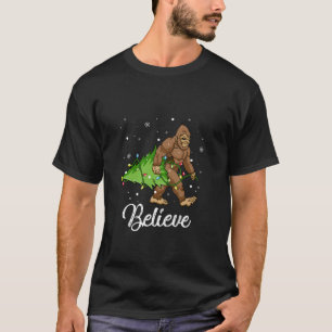ビグ信じフットサンタクリスマスツリーライトクリスマスB Tシャツ