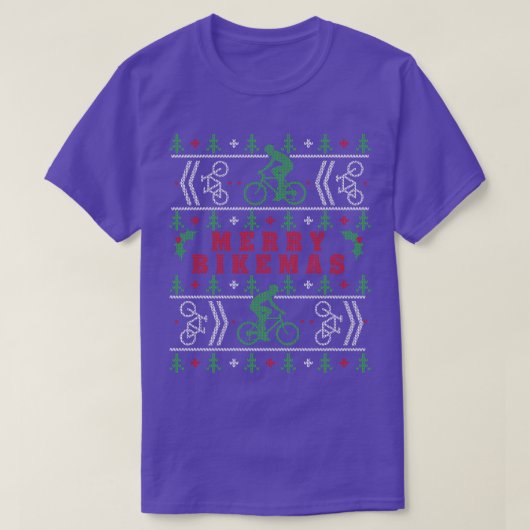 ビケマおもしろいスのサイクリング醜いクリスマスセーター Tシャツ (デザイン正面)
