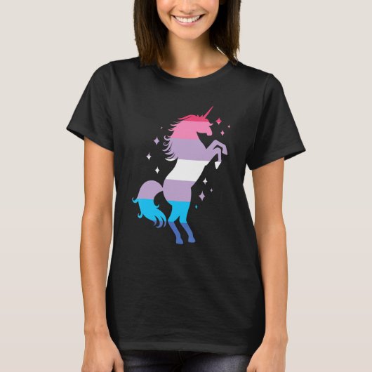 ビゲダープライド国旗ユニコーンビゲダー国旗 Tシャツ (正面)