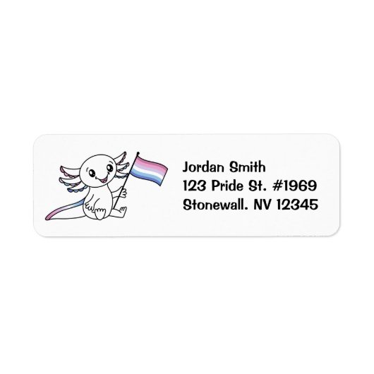 ビゲダー付きカワイアクソロトルプライド国旗LGBTQ+ ラベル (正面)