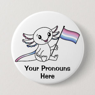 ビゲダー付きPRONOSかわいいアキソロトルプライド旗 缶バッジ