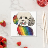 ビコンゲイプライドドッグLGBT Rainbow Flag on Bichon F スタンダードカクテルナプキン (インサイチュ)