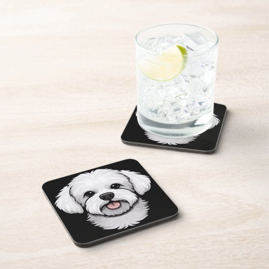 ビコンフリージュギフトかわいい子犬の顔犬の恋人 コースター (右側)