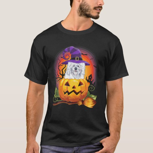 ビコンフリースウィッチパンプキンハロウィンドッグ恋人 Tシャツ (正面)
