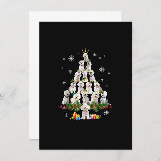 ビコンフリースクリスマスツリーライトおもしろい犬クリスマス 招待状 (正面/裏面)