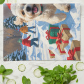 ビコンフリースクリスマスフェスティバルスノーシーン キッチンタオル (折り畳み)