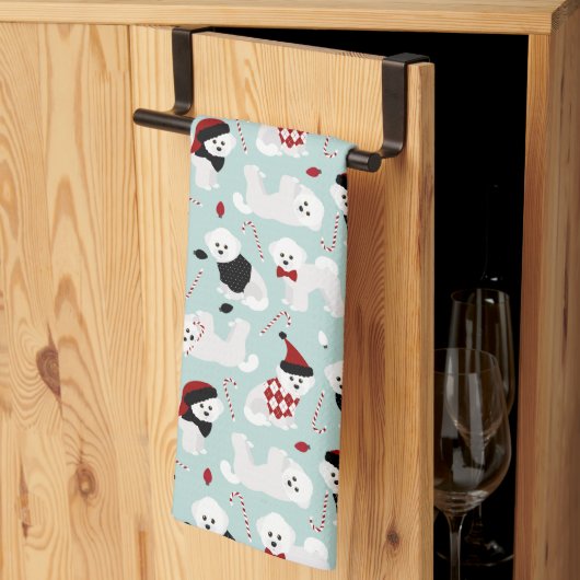 ビコンフリースクリスマスブルーキッチンタオル キッチンタオル (三つ折り)