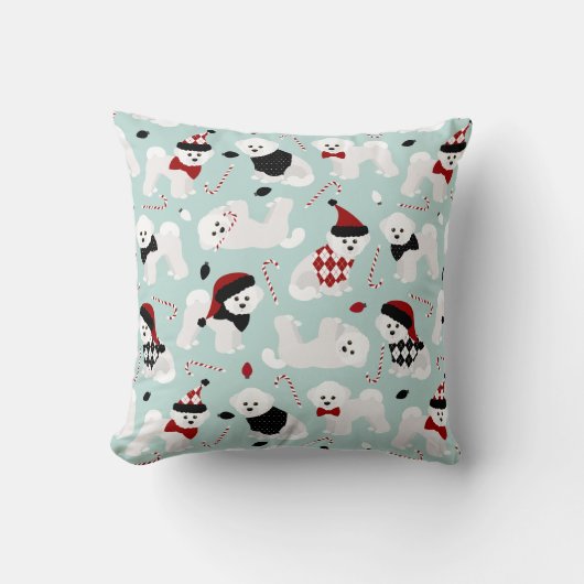 ビコンフリースクリスマスブルー装飾用クッション クッション (正面)