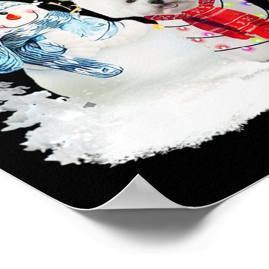 ビコンフリースサンタドッグクリスマス雪だるまクリスマスパハ ポスター (角)