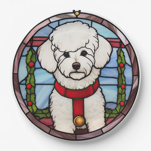 ビコンフリースステンドグラスのクリスマス ペーパープレート (正面)