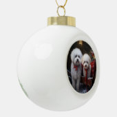 ビコンフリーススノースイクリスマスデコル セラミックボールオーナメント (左)