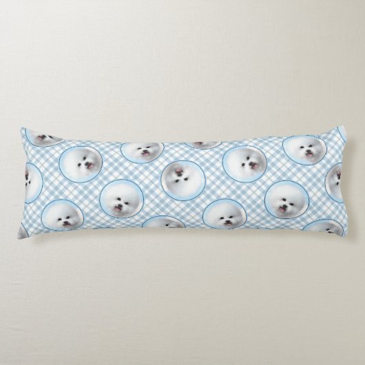 ビコンフリーステ絵を描ネリフェ白可愛いドッグアート ボディピロー (正面)