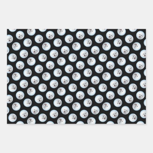 ビコンフリーステ絵を描ネリフェ白可愛いドッグアート ラッピングペーパーシート (正面3)