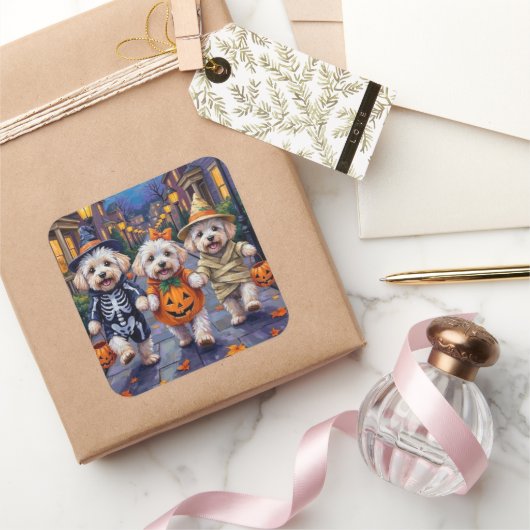 ビコンフリーストリックまたはトリートハロウィーンコスチューム スクエアシール (ギフト)