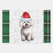 ビコンフリースドッグアンドグリーンプレイドホリデー ラッピングペーパーシート (正面)