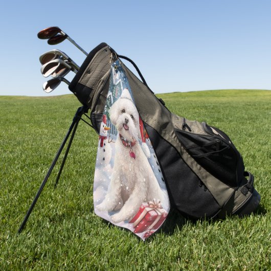 ビコンフリースドッグウィンターワンダーランドクリスマスジョイ ゴルフタオル (グリーン)