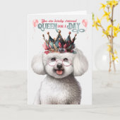 ビコンフリースドッグクイーンのためのデイおもしろい誕生日 カード (黄色い花)