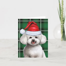 ビコンフリースドッグクリスマスホリデーグリーンプレイド シーズンカード