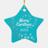 ビコンフリースドッグシルバースターブルークリスマス セラミックオーナメント (裏面)