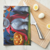 ビコンフリースドッグスパンプキンハロウィンおもしろい キッチンタオル (四つ折り)