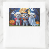 ビコンフリースドッグスパンプキンハロウィンおもしろい 長方形シール (バッグ)