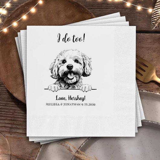 ビコンフリースドッグパーソナライズされたスケッチ私もする 縁ありカクテルナプキン