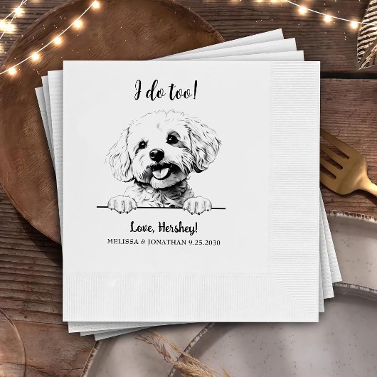 ビコンフリースドッグパーソナライズされたスケッチ私もする 縁ありカクテルナプキン