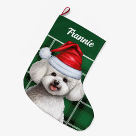 ビコンフリースドッグホリデーグリーンプライド犬の名前 ラージクリスマスストッキング