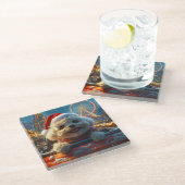 ビコンフリースドッグローラーコースタークリスマス ガラスコースター (アングル)