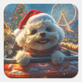 ビコンフリースドッグローラーコースタークリスマス スクエアシール (正面)