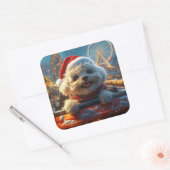 ビコンフリースドッグローラーコースタークリスマス スクエアシール (封筒)