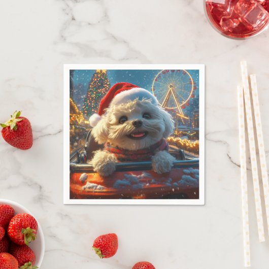 ビコンフリースドッグローラーコースタークリスマス スタンダードカクテルナプキン (インサイチュ)