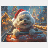 ビコンフリースドッグローラーコースタークリスマス フリースブランケット (正面(横))