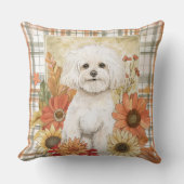 ビコンフリースドッグ秋ウオーターカラーフラワー クッション (正面)
