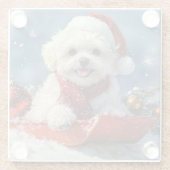 ビコンフリースドッグ雪のクリスマス ガラスコースター (裏面)